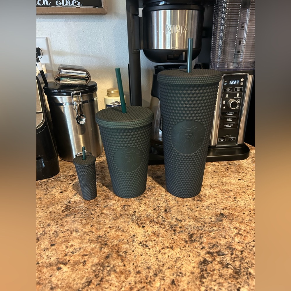 Starbucks keychain and studded tumblers
